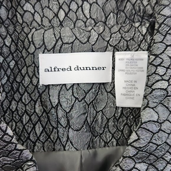 Alfred Dunner Full Zip Blazer Jacket Sz 14 Gunmetal Gray Metallic Lizard Print - Picture 5 of 12